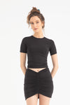 Soft Touch Yuvarlak Yaka Kısa Kol Bluz Siyah