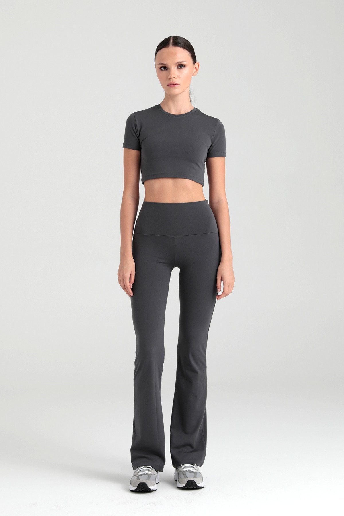 Comfort Yüksek Bel Ispanyol Paça Tayt Füme