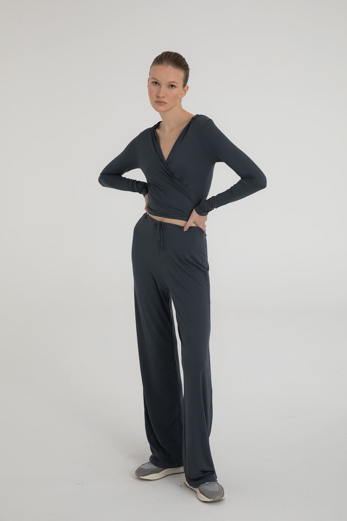 Ultra Soft Bağcıklı Pantolon Füme