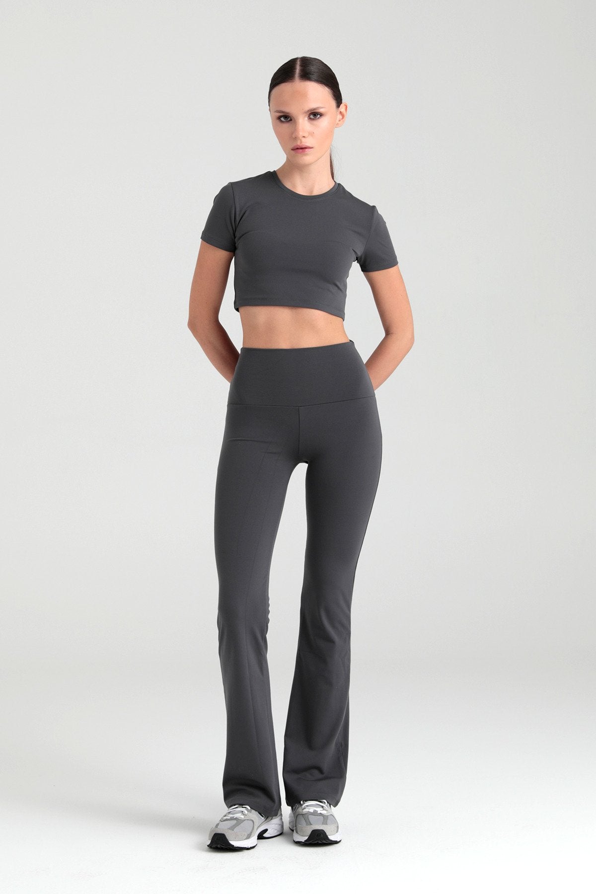 Comfort Yüksek Bel Ispanyol Paça Tayt Füme