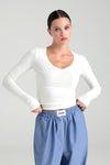 Ultra Soft V Yaka Bluz Ekru
