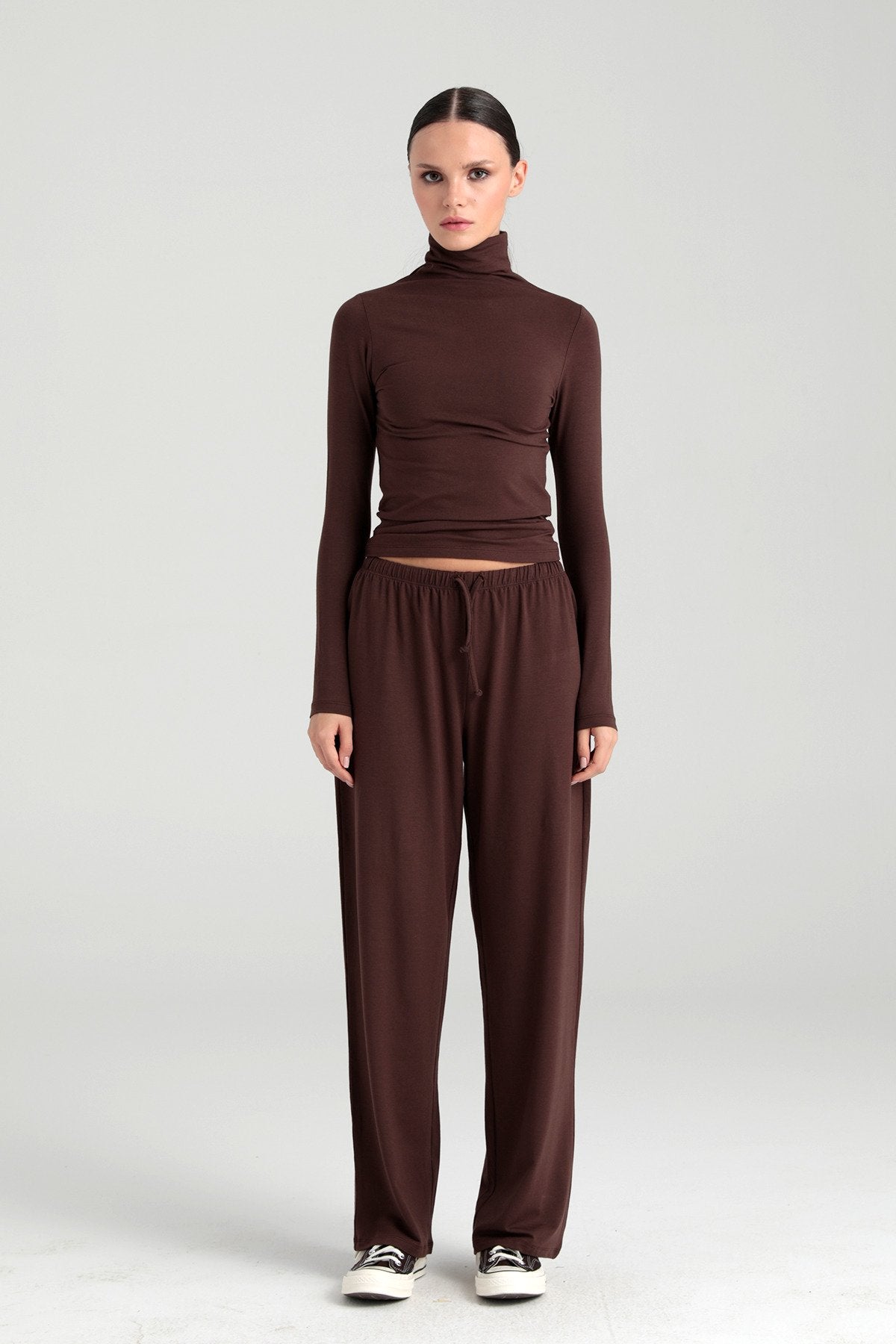 Ultra Soft Bağcıklı Pantolon Kahverengi