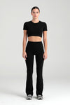 Soft Touch Yüksek Bel Ispanyol Paça Pantolon Siyah