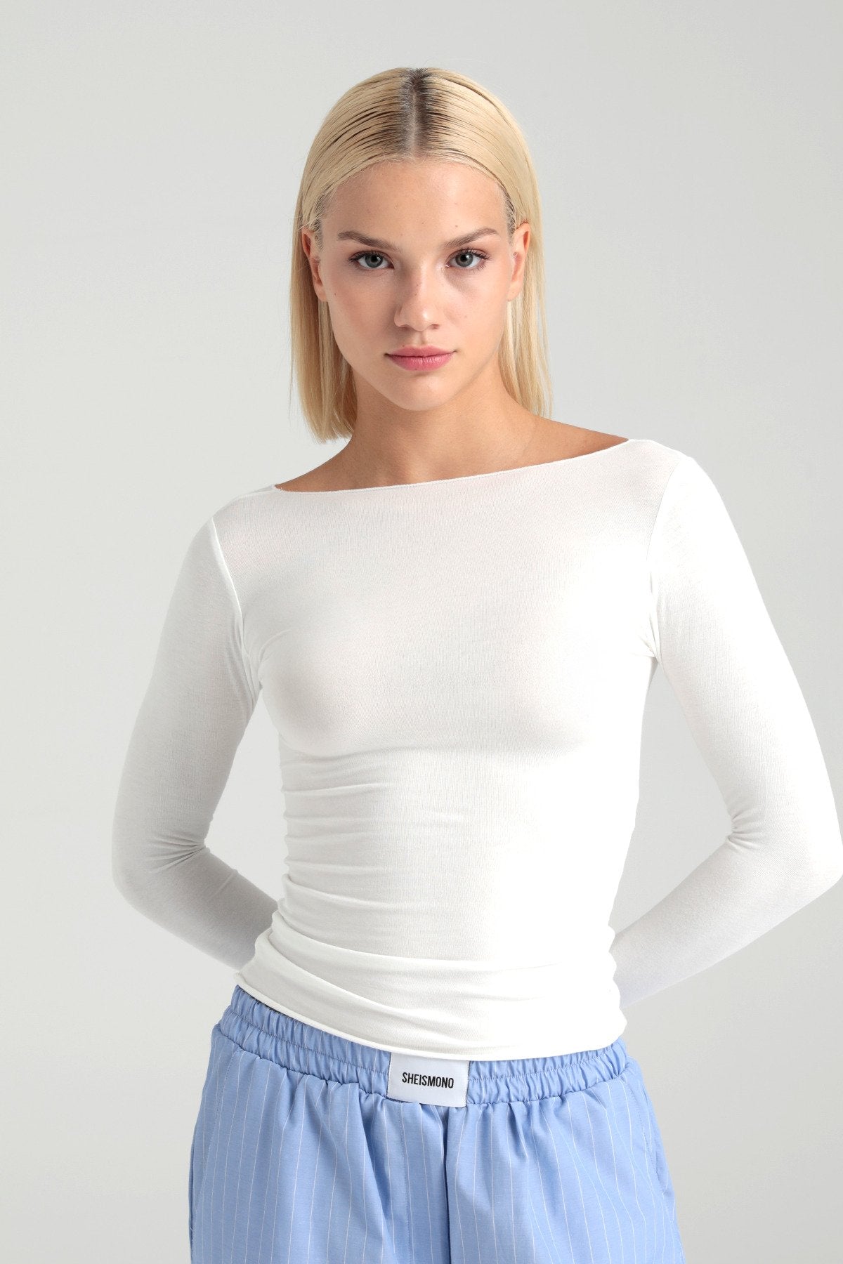 Ultra Soft Kayık Yaka Bluz Ekru