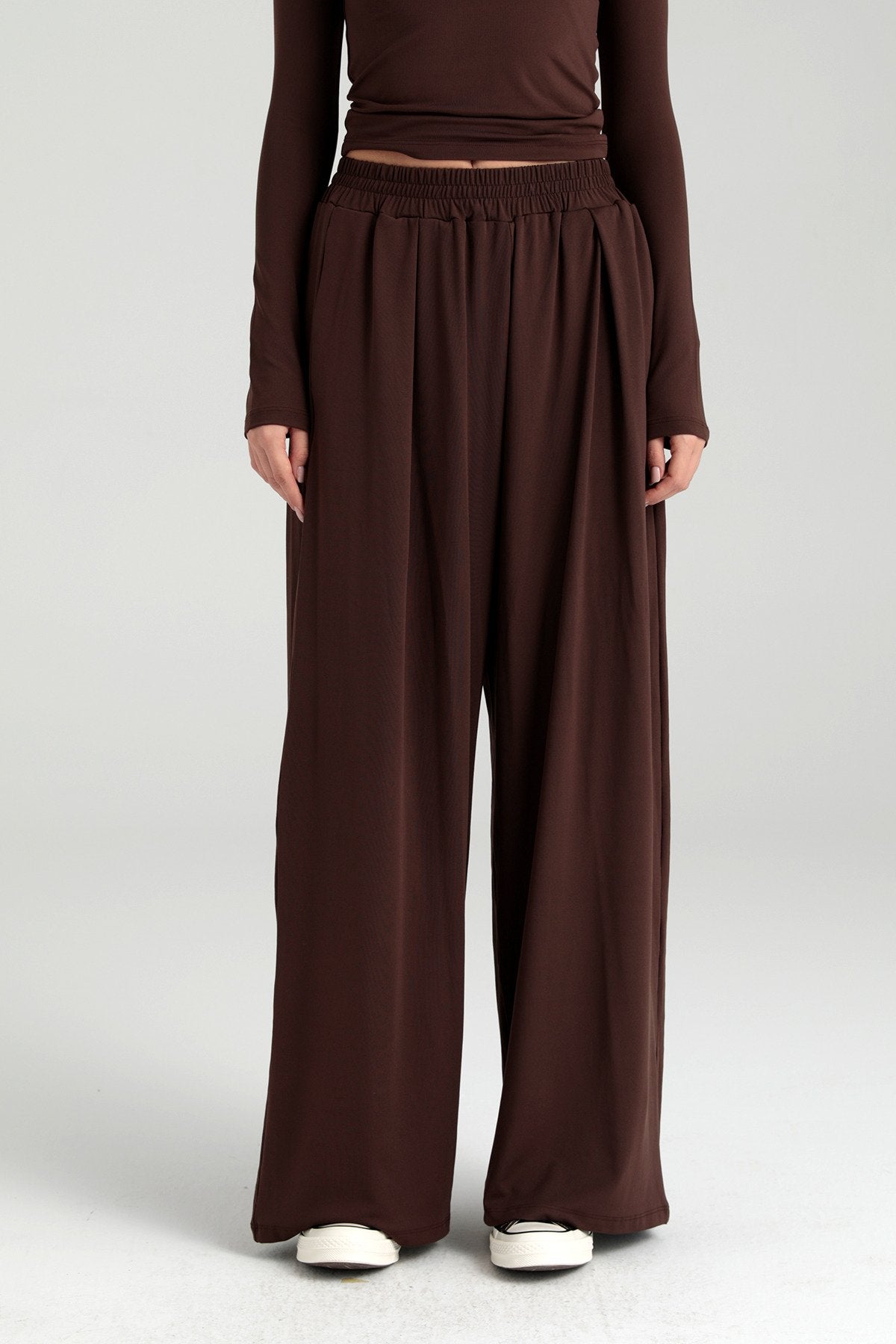 Soft Touch Piliseli Pantolon Kahverengi