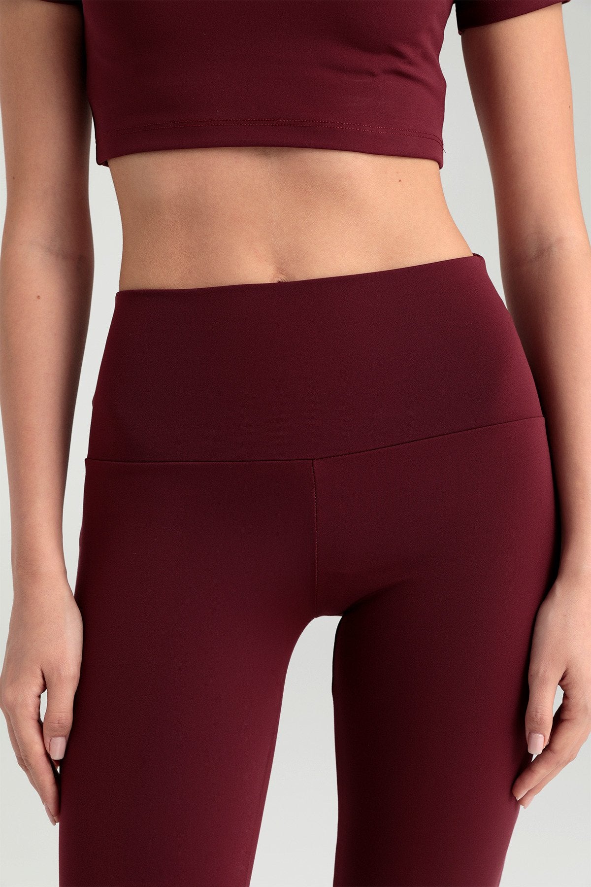 Soft Touch Yüksek Bel Ispanyol Paça Pantolon Bordo