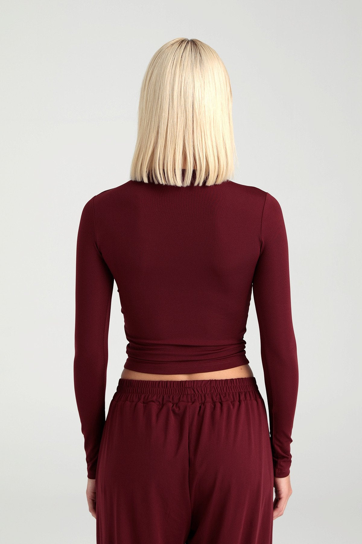 Soft Touch Yuvarlak Yaka Bluz Bordo