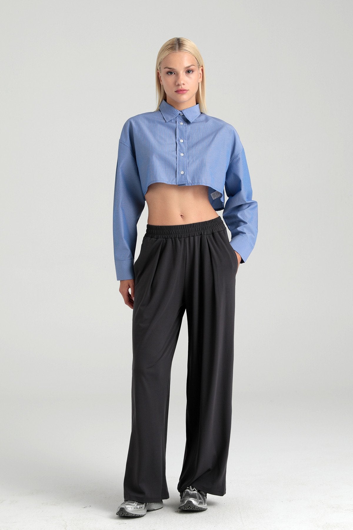 Soft Touch Piliseli Pantolon Füme