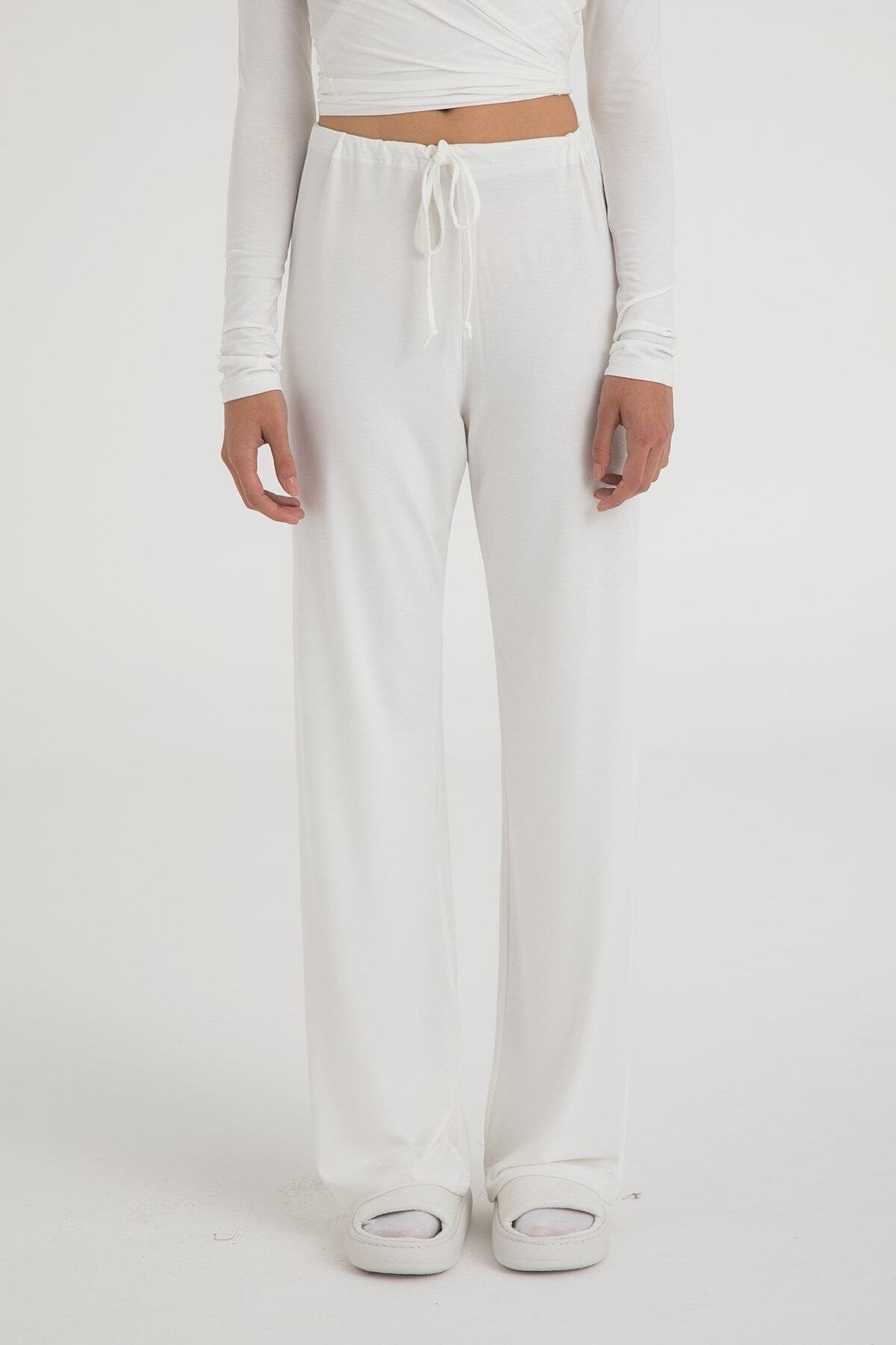 Ultra Soft Bağcıklı Pantolon Ekru