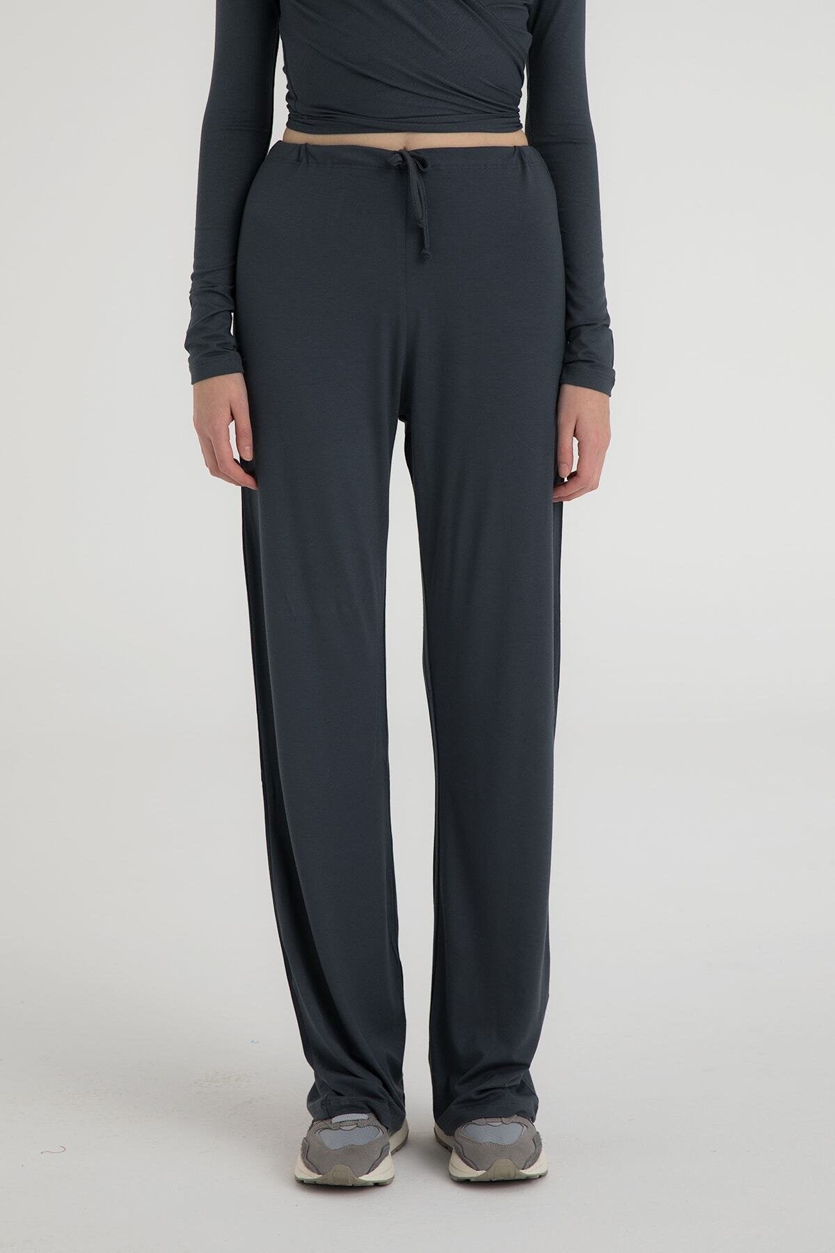Ultra Soft Bağcıklı Pantolon Füme