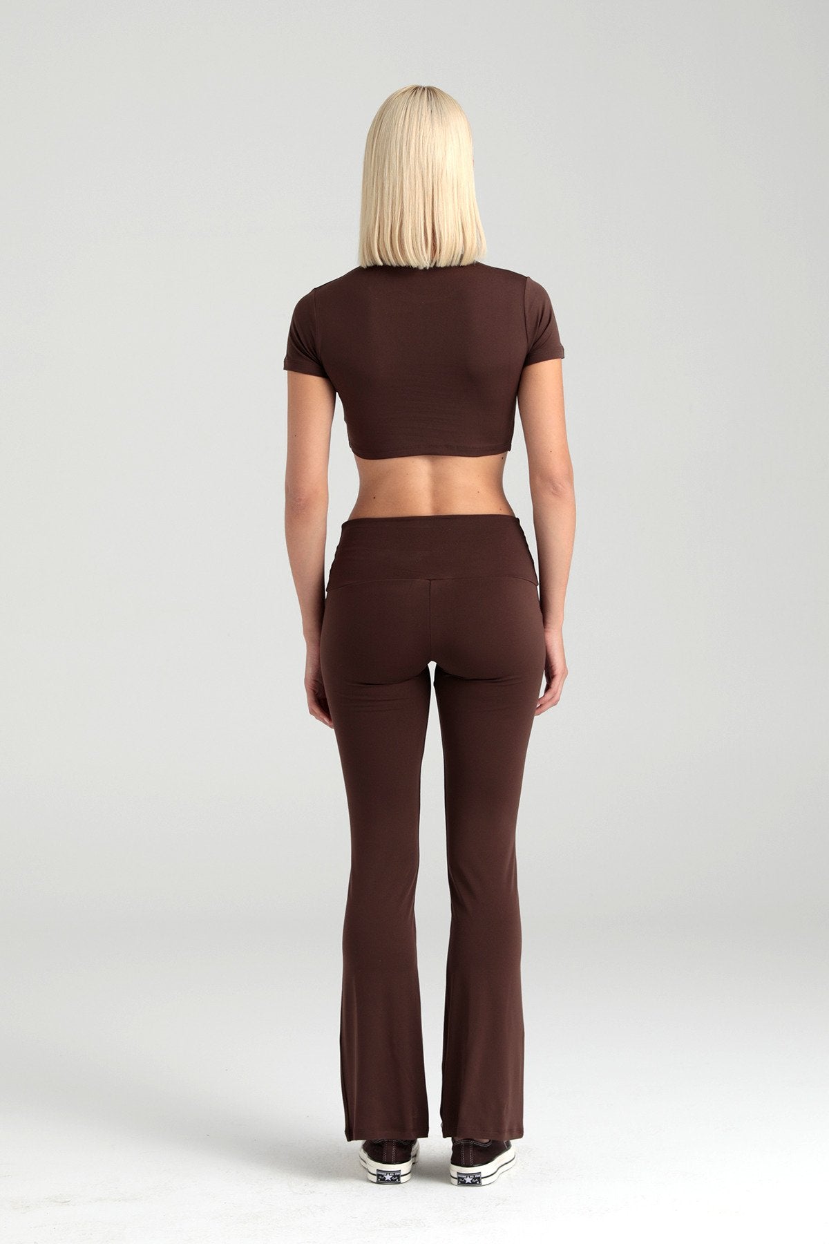 Soft Touch Yüksek Bel Ispanyol Paça Pantolon Kahverengi