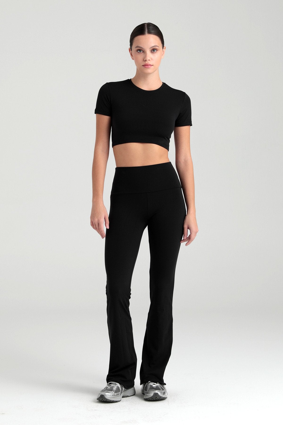 Comfort Yüksek Bel Ispanyol Paça Tayt Siyah