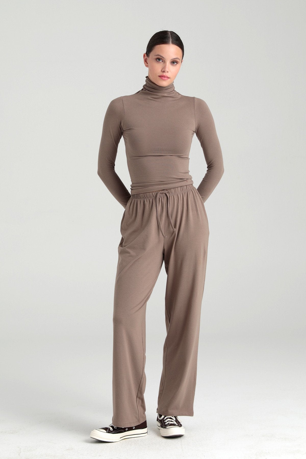 Ultra Soft Bağcıklı Pantolon Vizon