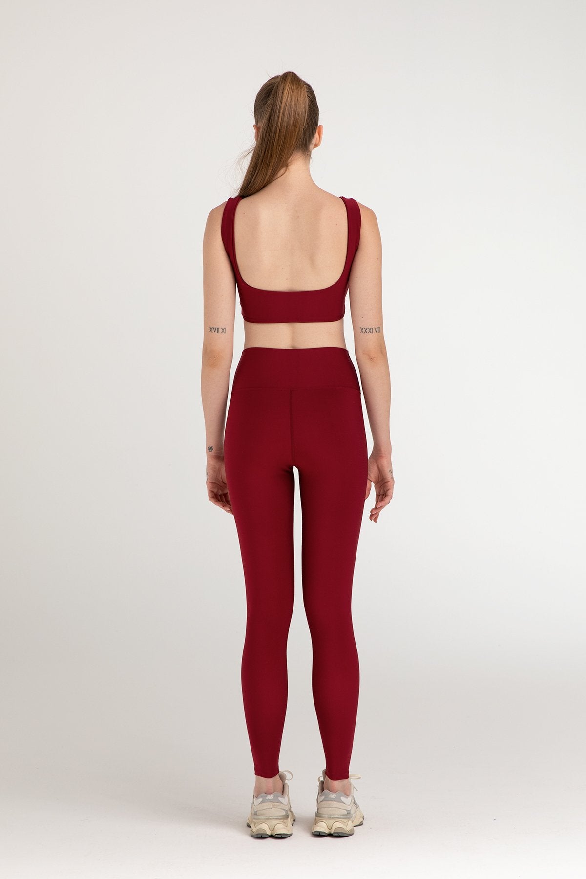 Yüksek Bel Toparlayıcı Spor Tayt Bordo