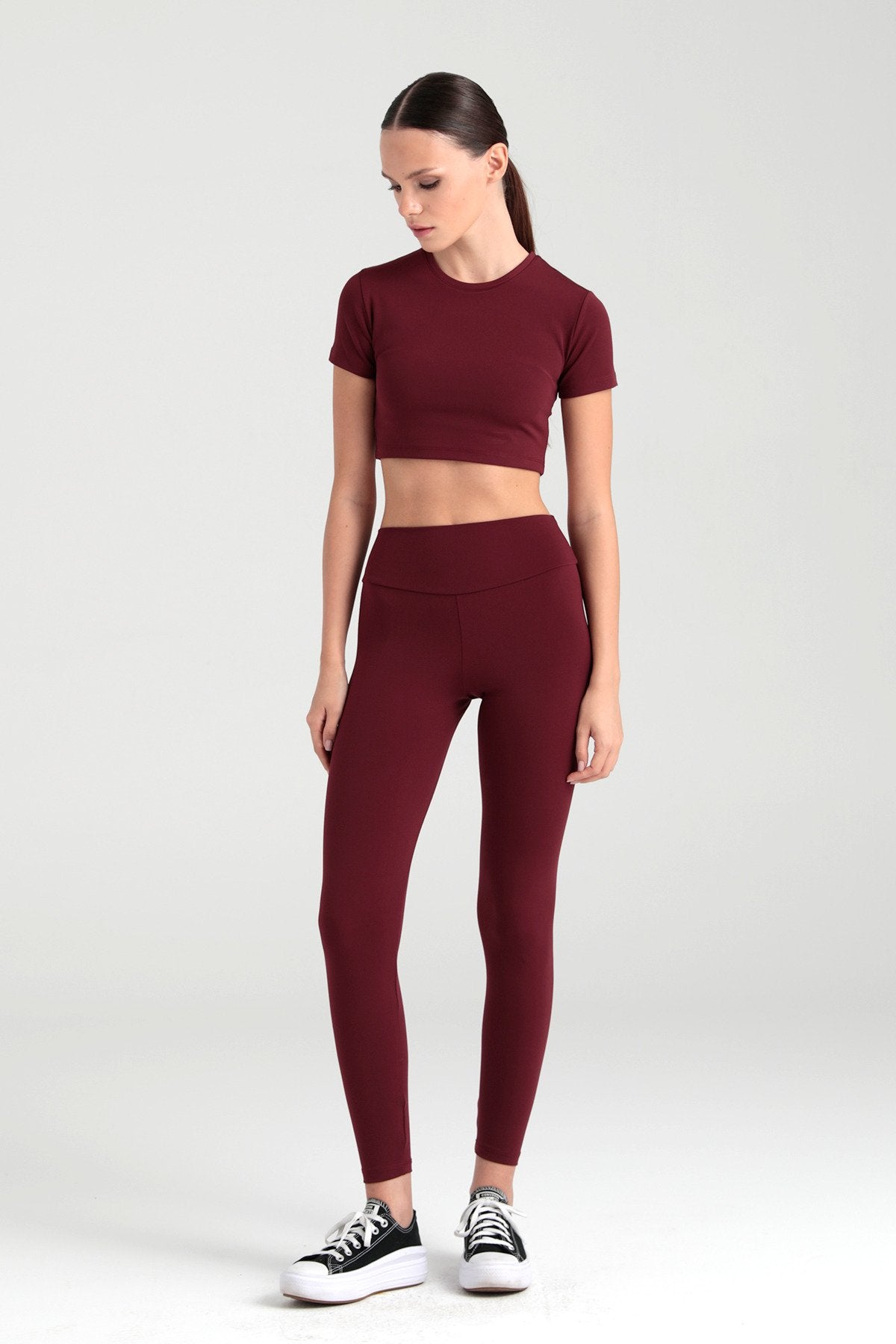 Comfort Yüksek Bel Tayt Bordo